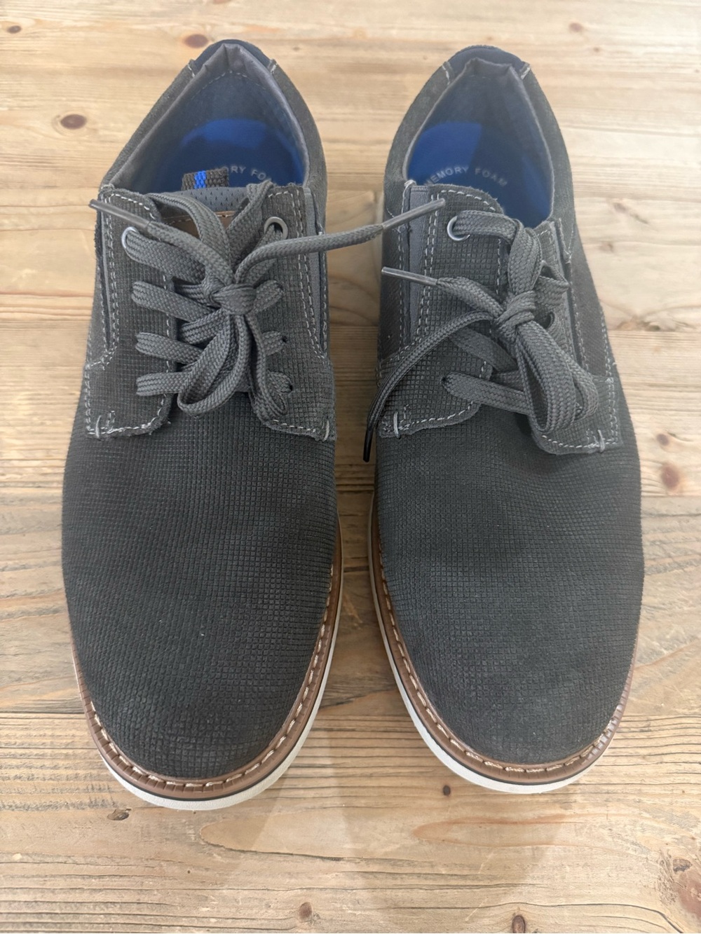 Men’s Nunn Bush Otto Plain Toe Oxford, Gray, 8 1/2 Wide, Great Used Condition